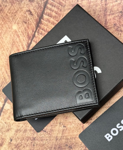 EMBOSSED LOGO WALLET IN GRAINED LEATHER