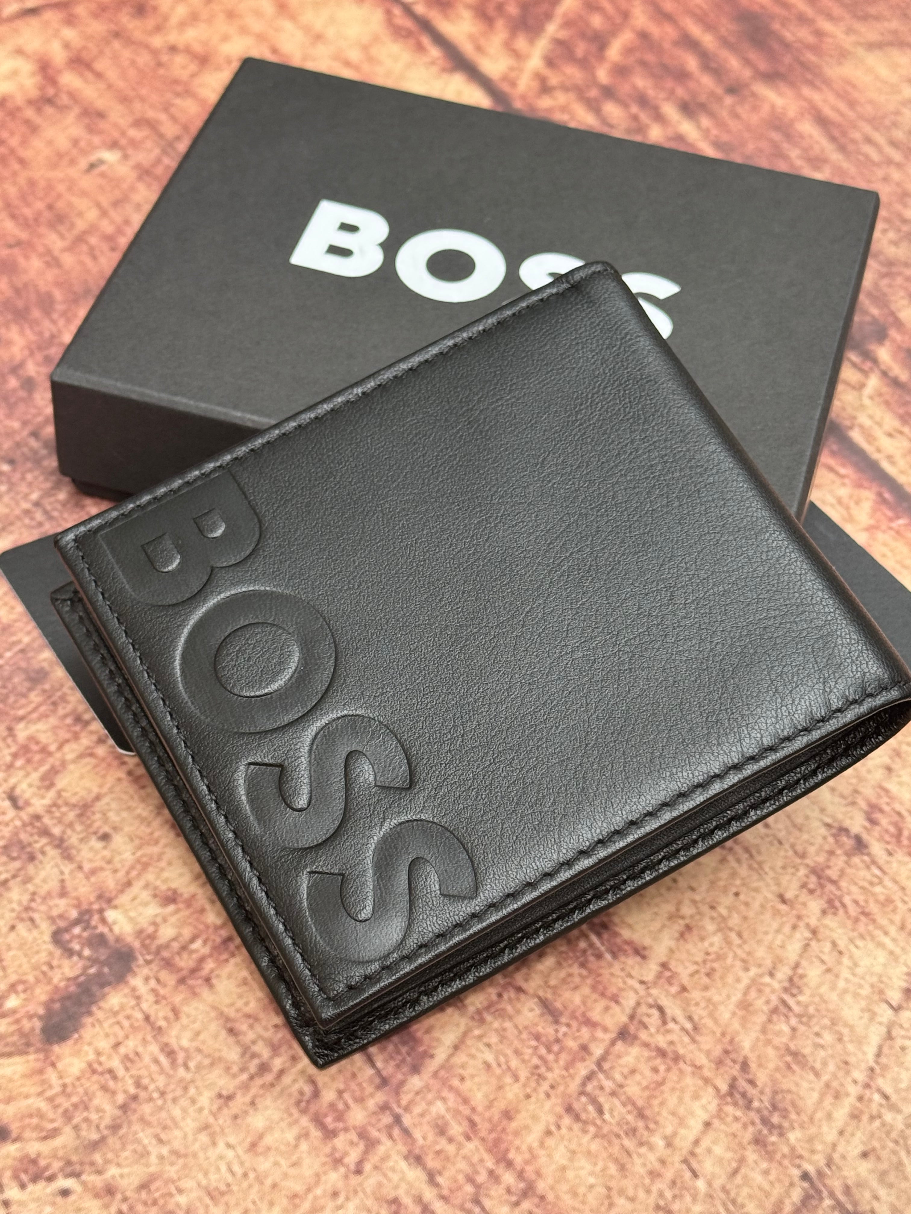 EMBOSSED-LOGO WALLET IN GRAINED LEATHER WITH COIN POCKET
