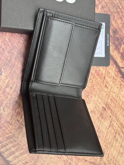 EMBOSSED-LOGO WALLET IN GRAINED LEATHER WITH COIN POCKET