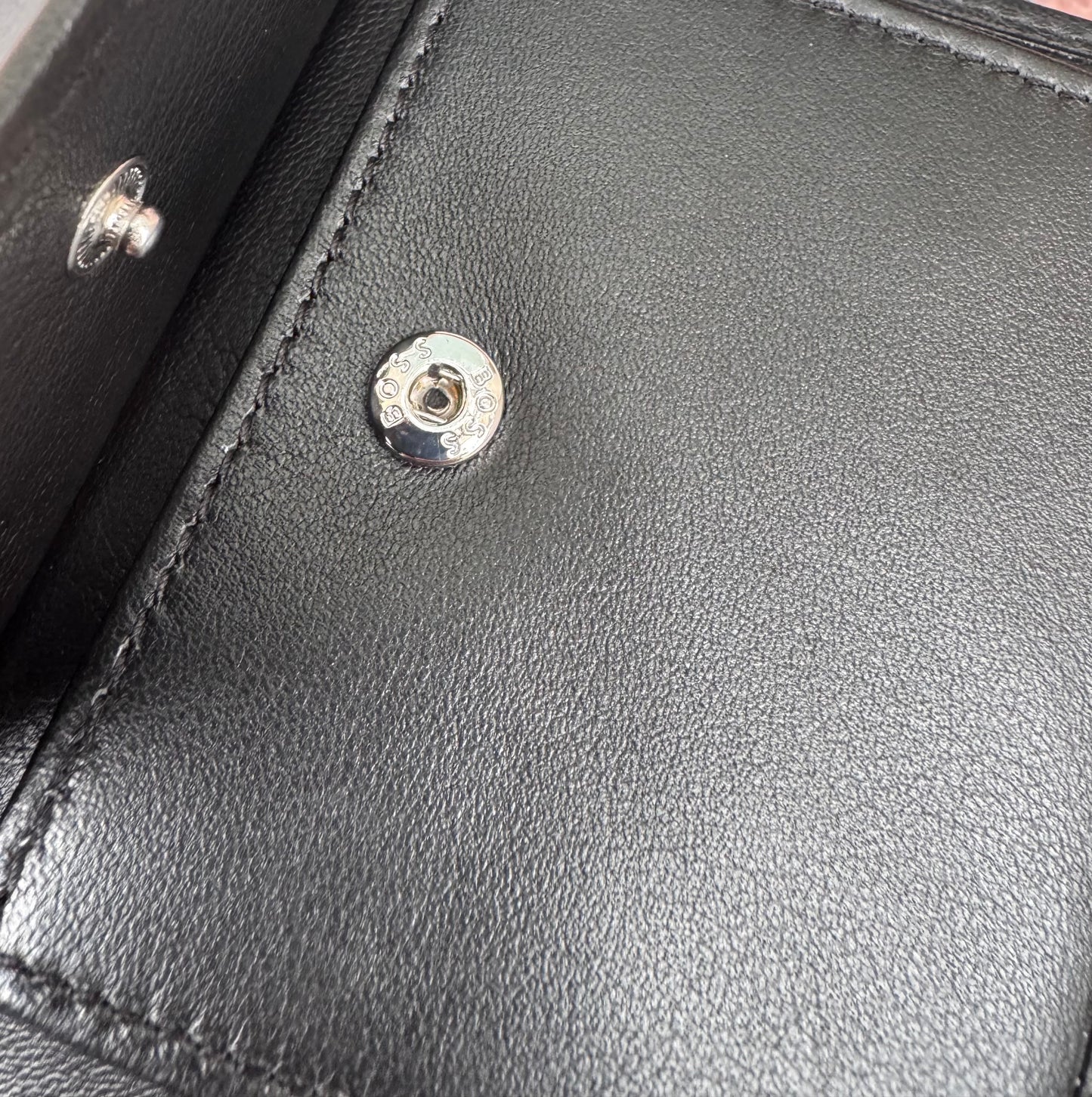 EMBOSSED-LOGO WALLET IN GRAINED LEATHER WITH COIN POCKET